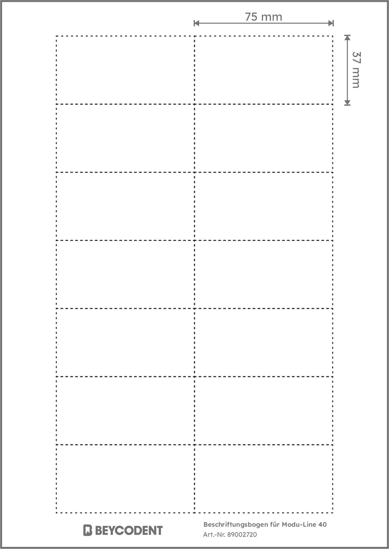 Blanko Beschriftungsbogen für MODU-LINE 40 Namensschilder